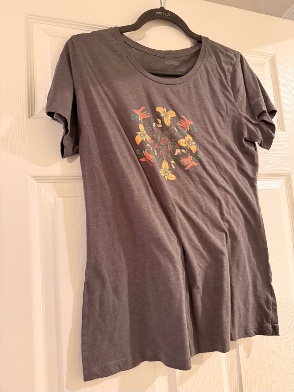 Women's Gray Floral Graphic Tee